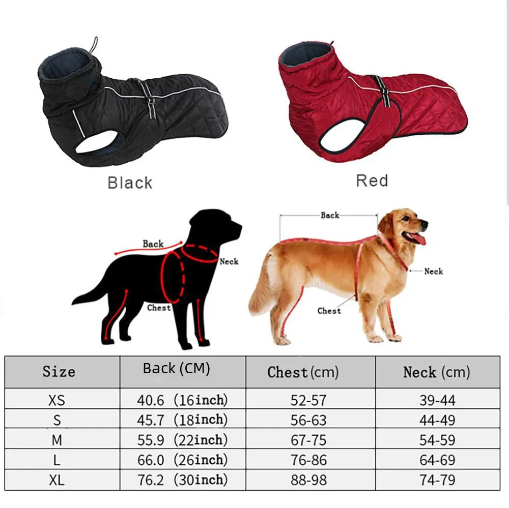 Petollo Dog Outdoor Jacket Waterproof Reflective Pet Coat Vest Winter Warm Cotton Dogs Clothing for Large Middle Dogs  Labrador