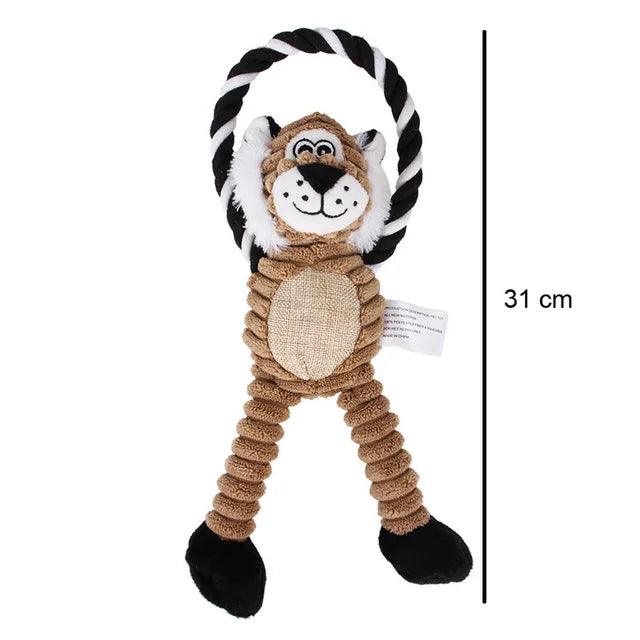 Petollo Dog Plush Toys Pet Squeaky Animal Toy Dog Bite-Resistant Clean Teeth Chew Toy Pet Supplies Interactive Toys Lion Elepant Monkey - PETOLLO 