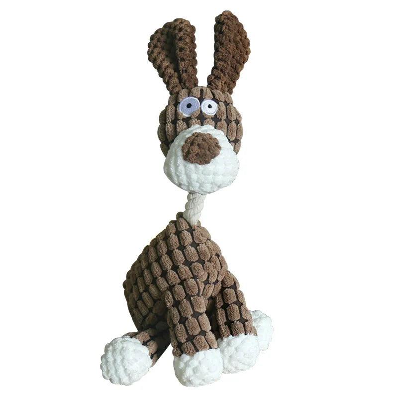 Petollo Fun Pet Toy Donkey Shape Corduroy Chew Toy For Dogs Puppy Squeaker Squeaky Plush Bone Molar Dog Toy Pet Training Dog Accessories - PETOLLO 