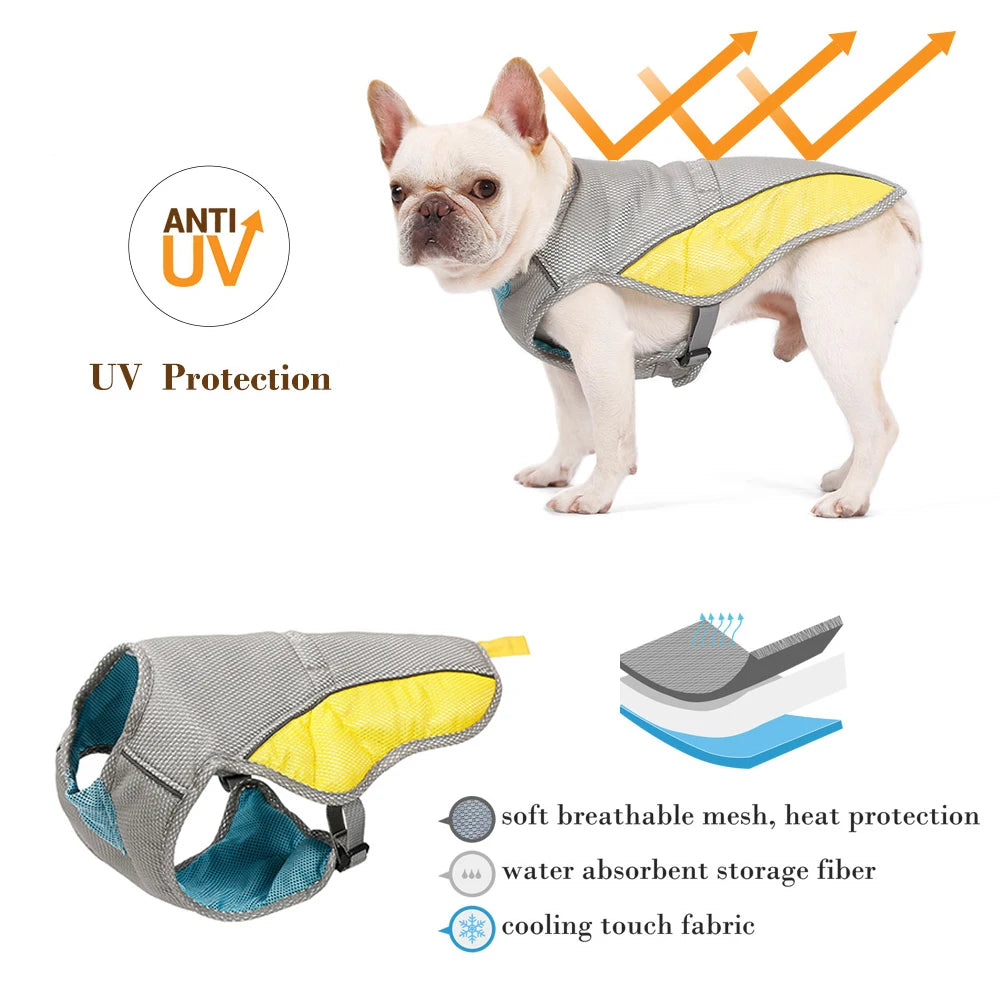 Petollo Summer Dog Clothes Cooling Dog Vest Breathable Soft Pet Cooling Jacket for Big Dogs Outdoor Pet Clothing French Bulldog Labrador