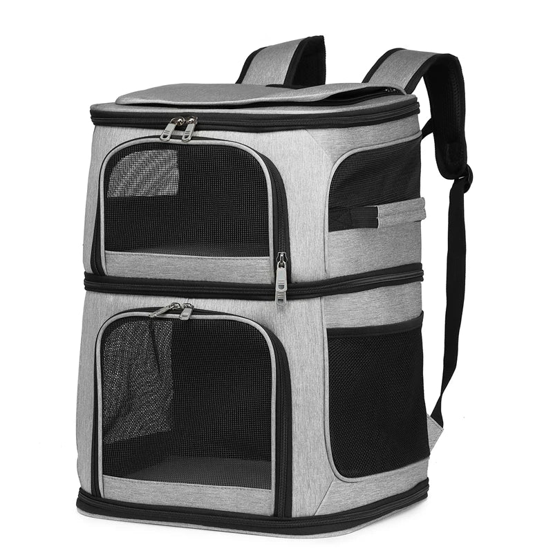 Petollo Ventilated Dual Cabin Design Portable Cats Dogs Travel Outgoing Walking Carriers Durable Expandable Pet Carrier Backpack Bag